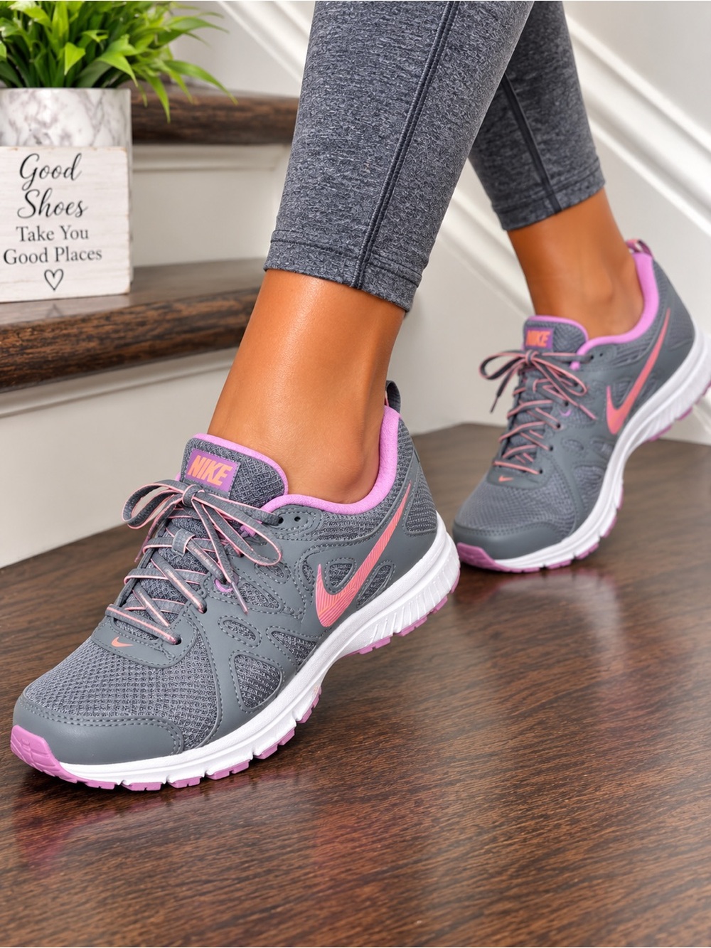 Nike Women’s Gray & Pink Athletic Running Shoes
